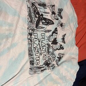 Women's Long Sleeve Tee - Blue and White